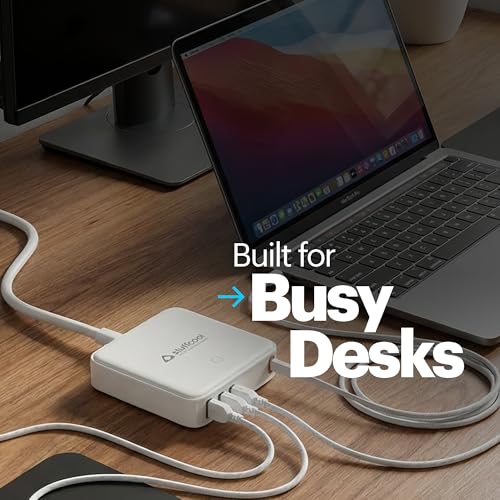 Image of Stuffcool Zeno 100W Desktop Charging Station, 65W Retractable Type-C Cable, Dual 100W PD 3.0 & PPS Ports, USB-A QC 3.0, SFC 2.0, BIS Certified, Compatible with MacBook Pro, Laptops, & Smartphones