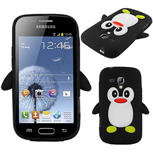 ebestStar - Coque Compatible avec Samsung Galaxy Trend S7560, S Duos S7562 Etui Housse Silicone Gel TPU Souple Pingouin, Noir [Appareil: 121.5 x 63.1 x 10.5mm, 4.0'']