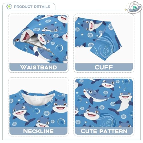 JUNZAN Cartoon Cute Sharks Stars Kids Girls Sweatshirt Hoodie Fleece Boys Sweat Shirt Party 4T3