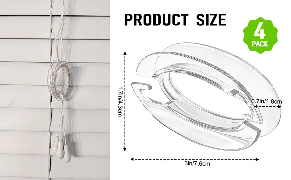 HDWGGD Blind Cord Winder - Safety Baby Proof Blind Cord Wrap Clear Plastic Window Shade Cord Wrap Cleat Childproof - No Wall Damage No Tool Needed (4 Pack)