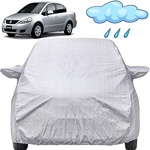 Image of Autofact Waterproof Car Body Cover Compatible with Maruti SX4 (2007 to 2015) with Mirror Pockets (Shinning Silver)