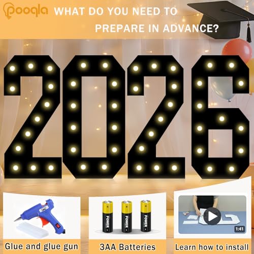 Image of Pooqla 17th Birthday Decorations for Boys, 2.4FT Light Up Numbers | Marquee Numbers Black Party Decorations, Large Lighted Number Gifts for Boys 17th Anniversary Decoration Party Backdrop