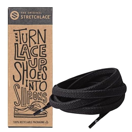 THE ORIGINAL STRETCHLACE - Flat Elastic Shoelaces, Stretch Shoe Laces for Adult Sneakers, Stylish Shoe Laces for Elderly, Kids, and People with Special Needs, Black, 40in