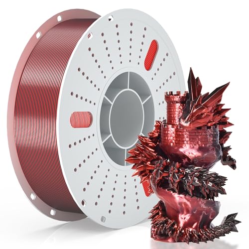 Image of PINBALL Silk PLA 3D Printer Filament 1.75mm, Shiny Silk Dual Color 3D Printing Filament, PLA Filament Dimensional Accuracy + /- 0.02mm, 1 KG Silk Dual Color Black-Red