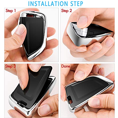 Intermerge For Bmw Key Fob Cover,Blade Shape Soft Tpu Key Case Shell Pouch For Bmw New X1 X3 X5 X6 Series 1 2 5 7 Keyless Entry Key Cover-Rose Gold #TOP6