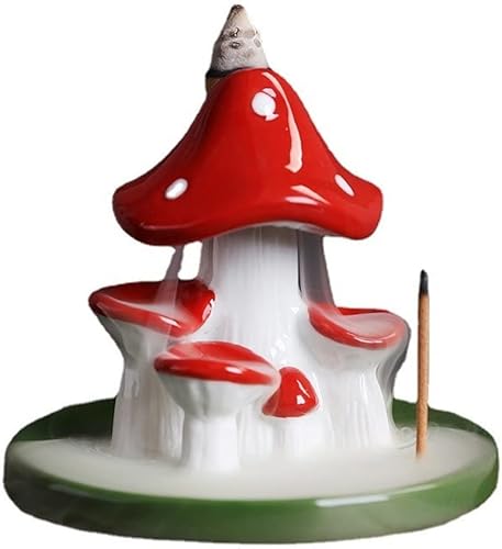 Miniatura 2 de Deanvzes Quemador de incienso de cerámica de reflujo para decoración del hogar, quemador de incienso de hongos creativos, sándalo, aromaterapia,