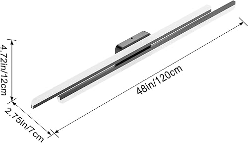 Miniatura 2 de Ralbay Luces de tocador de baño de 48 pulgadas de color negro mate de 48 W, de aluminio esmerilado, modernas lámparas LED negras para tocador de
