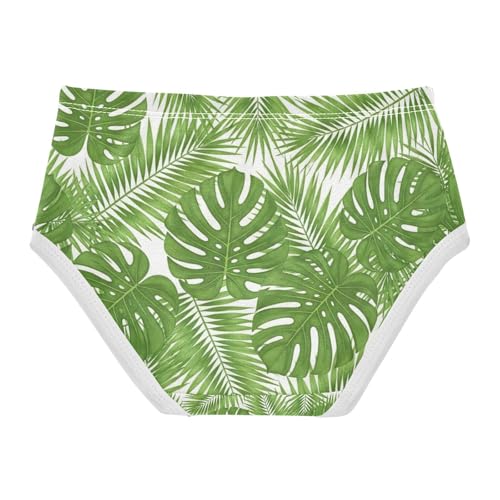 Green Tropical Palm Leaves Underwear Toddler Girl, Kids Underwear, 2T–8 Years2