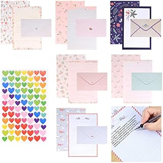 Writing Paper and Envelopes Set, Lined Stationery Letter Writing Sets, 36 Pcs A5 Pattern Paper and 18 Pcs Envelopes for Office, Home, School (6 Sets)