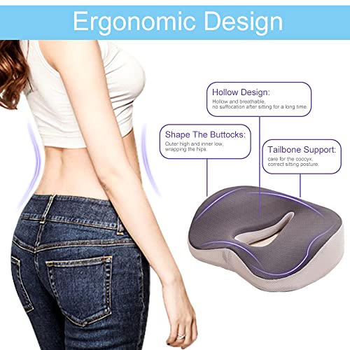 Jinkey Seat Cushion Memory Foam Car Seat Cushion Non-Slip Sciatica & Back Coccyx Tailbone Pain Relief Butt Pillow For Office Chair, Computer Desk, Wheelchair, Driving #TOP1