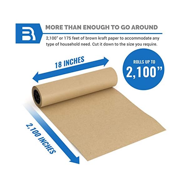 Bryco Goods Jumbo-Kraftpapierrolle - 18" x 2100" (175'), die in den USA - ideal für die Verpackung, Bewegen, Geschenkpapier, Tischläufer – Bild 6