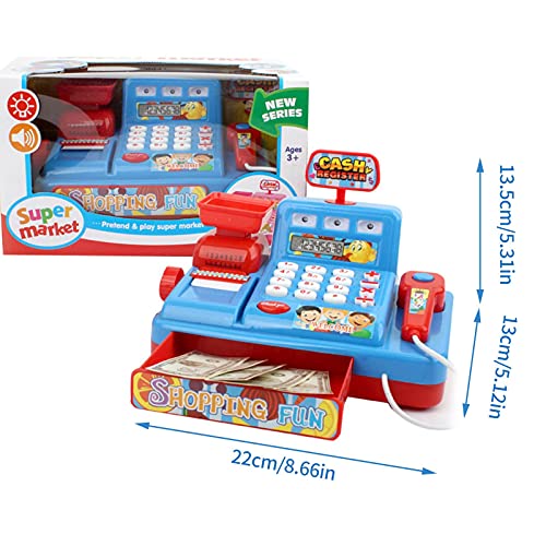 ZHANGHAN Kasse Kinder Rollenspiel Supermarkt Spielzeug Elektronische Kasse Supermarkt Registrierkasse mit Scanner… – Bild 7