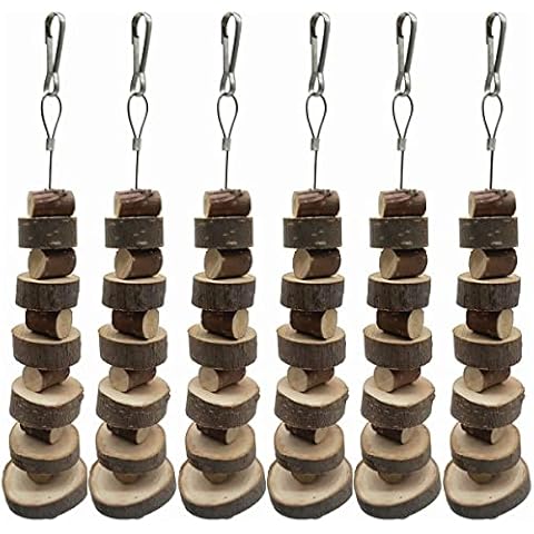 LWINGFLYER 6pcs Small Animal Chews Toy Natural Apple Wood Block Cage Hanging Molars Treats Snack for Hamsters Rabbits Bunny Bird Parrots Chinchilla Guinea Pig Gerbils Squirrels Cover