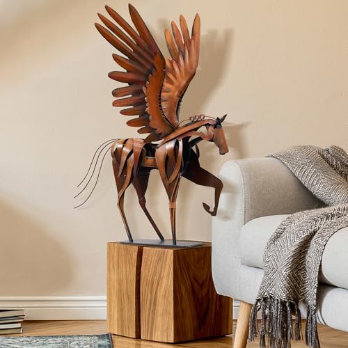 Estatua de Caballo con Alas de Metal 24.5 pulg miniatura 5