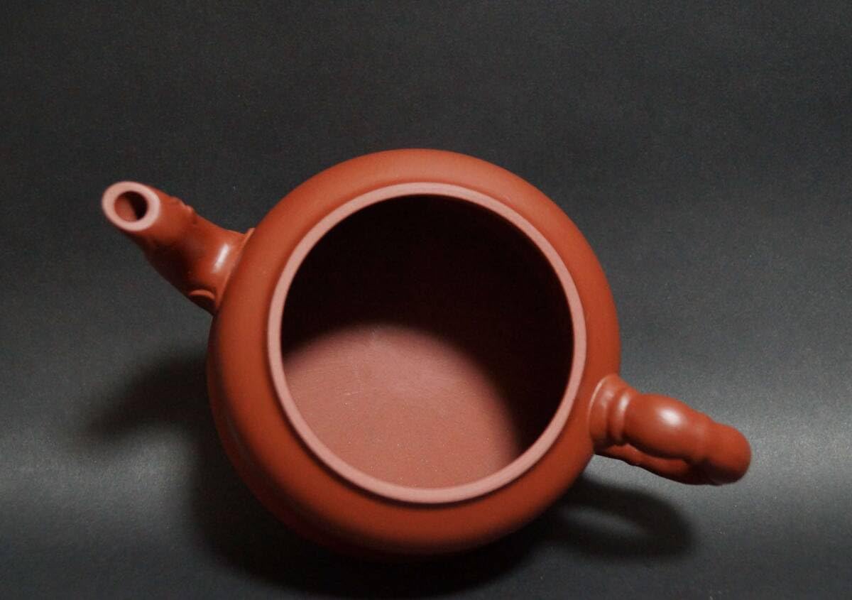 中国紫砂芸術家 王国望造 紫砂壺 細工彫り『蓮文』黄龍山鉱紫砂泥使用