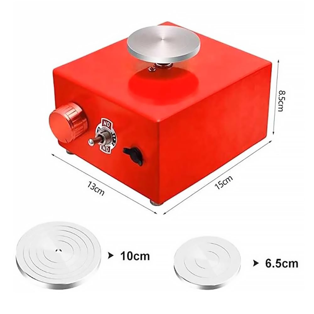 Mini gramofony koło garncarskie maszyna garncarska elektryczne koło garncarskie DIY Craft koło garncarskie narzędzia ceramiczne narzędzia gliniane z tacą Narzędzie DIY(Rood)