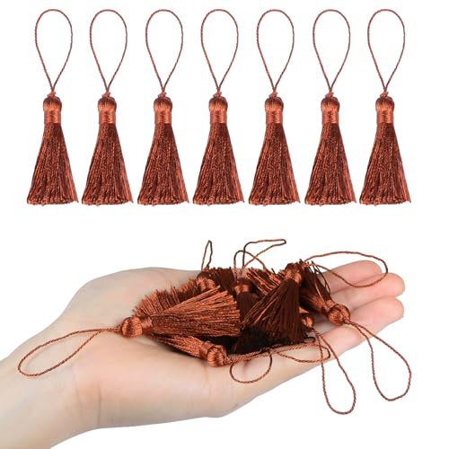 Image of 48Pcs Mini Bookmark Tassels Handmade Keychain Silky Tassel