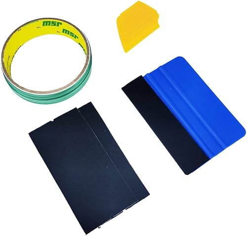 BOOURE Cinta de corte sin cuchillos, línea de acabado, cinta de corte de vinilo (espátula aplicadora azul, escobilla de goma detallada amarilla y