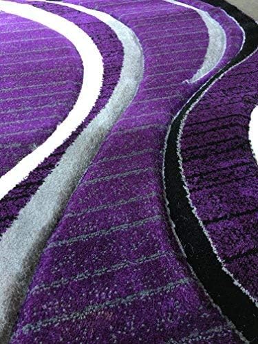 Miniatura 7 de Tapete moderno para puerta, color morado, negro y gris, alfombra de área contemporánea Swirl Contempo 344 (2 pies x 3 pies 4 pulgadas)