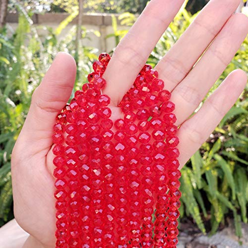 Image of 140pcs Czech Faceted Rondelle Crystal Glass Beads 8mm Bulk Light Siam Red