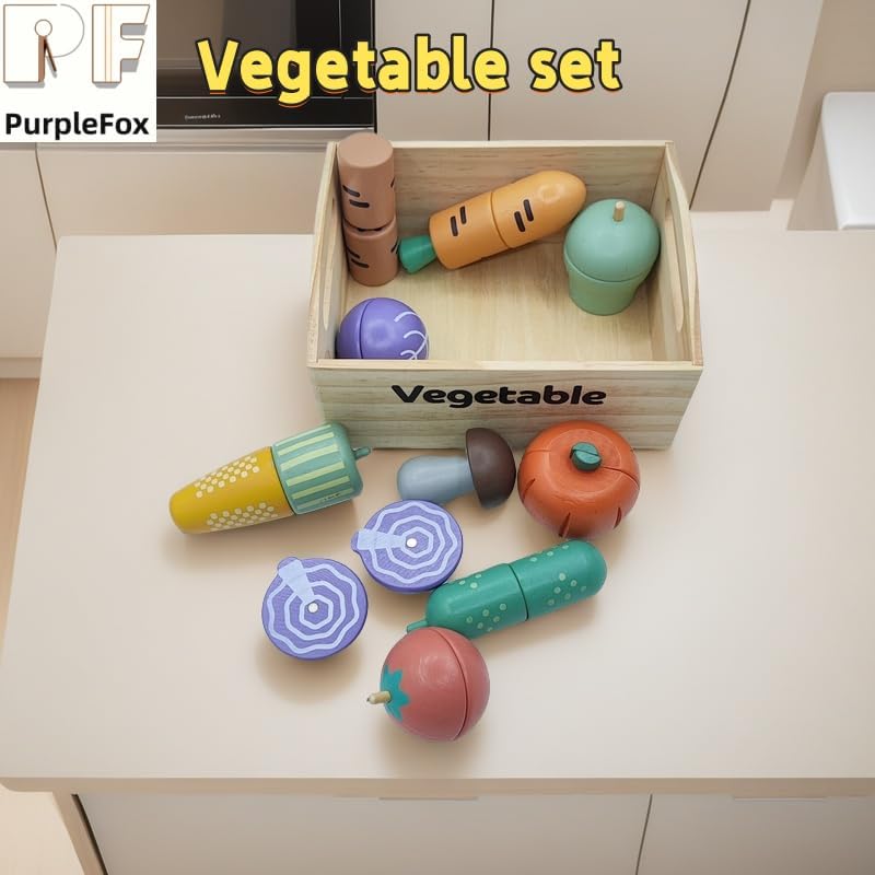 Miniatura 6 de Juguetes de cocina, juguetes de madera y 6 cajas, comida falsa, herramienta de cocina, 100% madera, juegos de alimentos, cocina para niños, frutas
