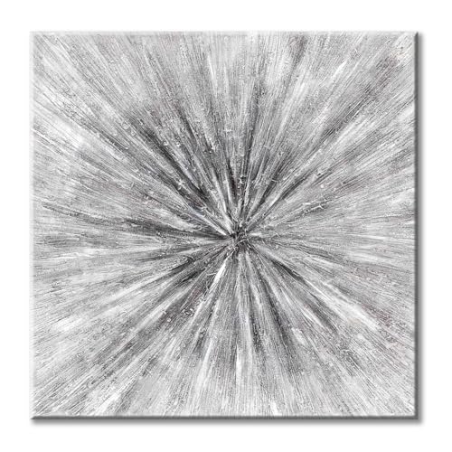 UTOP-art Gray Abstract Painting Wall Art: Modern Canvas prints Radial Graphic Artwork Abstract Grey Picture for Bathroom Bedroom 12'x12'
