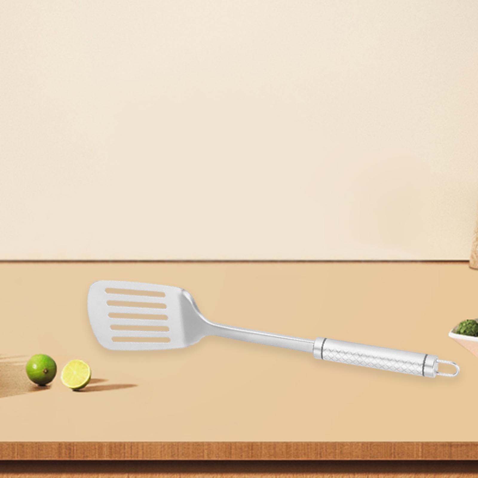 Spatule de Cuisine Professionnelle en Titane, Manche Ergonomique en Métal, Résistante à La Chaleur, Facile à Nettoyer, Idéale pour Griller, Frire des, Spatule à Frire