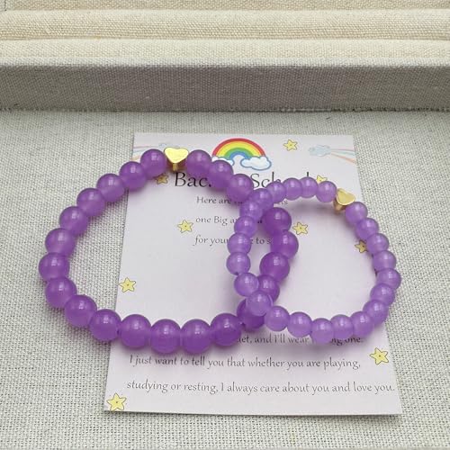 Back to School Bracelets Mommy and Me Matching Heart Bead Bracelet Set First Day of School Jewelry Gifts2