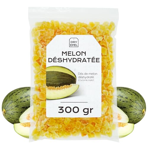 EPEL - Melon Séché Avec Sucre 300 g - Melon Déshydraté En Cubes - Fruit Déshydraté - Snack Sucré - Sans Gluten (300 gr, Melon en Dés)