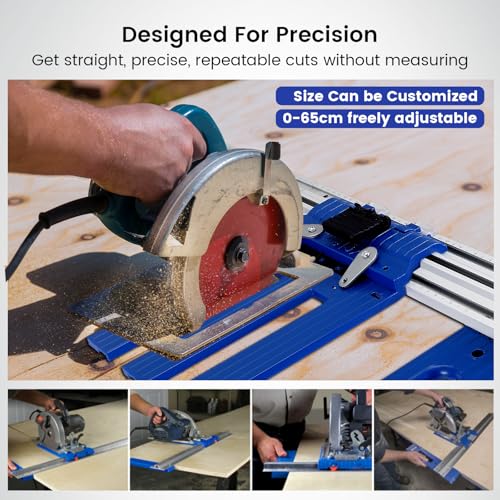 Circular Saw Guide Rail, Aluminum Alloy Circular Saw Track for Woodworking with 0-65cm Cutting Range, Multifunctional Aluminum Alloy Circular Saw Accessory for Precise and Straight Cuts 2 Circular Saw Guide Rail, Aluminum Alloy Circular Saw Track for Woodworking with 0-65cm Cutting Range, Multifunctional Aluminum Alloy Circular Saw Accessory for Precise and Straight Cuts - Image 2