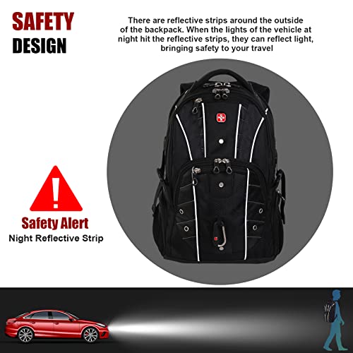 Extra Large Travel Laptop Backpack - 17.3 Inch Xl Heavy Duty Big Capacity Gaming Computer Backpack With Usb 2.0 Charger Port - Water Resistant Durable College School Bookbag With Anti Theft Lock #TOP2