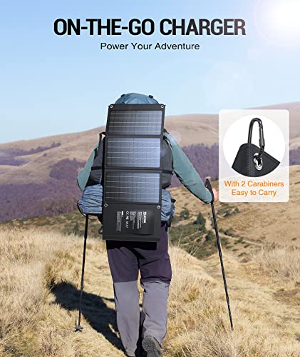 Image of BLAVOR Solar Panels 30W Premium Monocrystalline Foldable Solar Charger with QC3.0 24W USB Output & DC 18V Output Solar Battery Charger Compatible with Portable Generator, Smartphones, Tablets