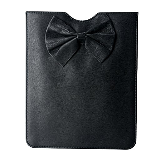 Bolsa feminina preta de couro Valentino vermelha com laço decorativo para iPad