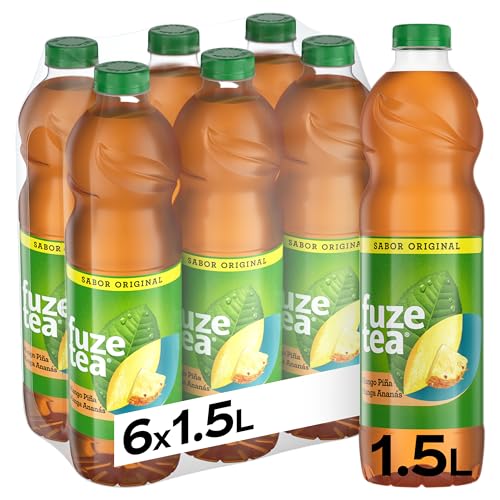 Fuze Tea Mango & Piña, Refresco de Té sin Gas - Pack de 6 Botellas de 1,5 L