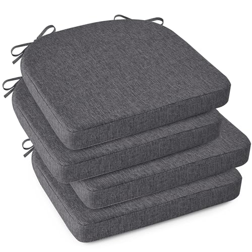 OVOV Chair Cushions for Dining Chairs Set of 4 with Ties 16"x16" Dark Grey