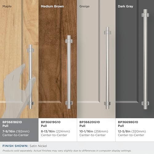 Image of Amerock Davenport 7-9 /16 inch (192mm) Center-to-Center Satin Nickel Cabinet Pull, BP36618G10