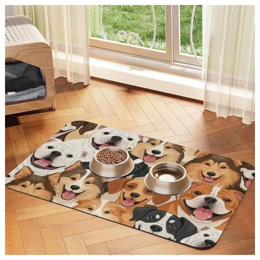 Husky Golden Retriever Tibetan Mastiff Dog Painting Pet Mat for Food and Water Non Slip Easy Clean