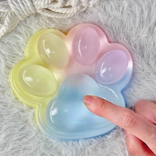 Taba Squishy Big Cat Paw, 5 in Large Paw Squishy for Stress Relief and Relax, Sticky Squeeze Toy Fidget Toy for Party Favors Novelty Things Birthday Gift (Tri-Color) by Pawfect Tail - Used condition - Image 5