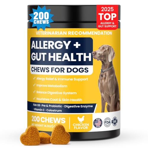 Dog Allergy Chews Probiotics for Dogs Yeast, Itchy Skin and Itchy Ears Itch Relief Immune Pre Probiotic Chews for Pet Digestive Gut Health Anti Itch Supplement for Itching and Licking Dogs Allergies