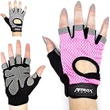 [page_title]-Trainingshandschuhe Fahrradhandschuhe Fahrrad Handschuhe mit Handgelenkbandage für Krafttraining, Bodybuilding & Crossfit extra rutschfest für Herren und Damen (rosa, L)
