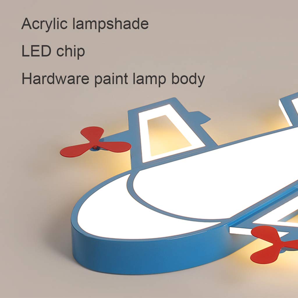 Lampa sufitowa LED do pokoju dziecięcego, sypialni, z motywem kreskówki, niebieskie samoloty, żyrandole, oświetlenie pokoju, kreatywne oświetlenie pokoju dziecięcego, z pilotem zdalnego sterowania, możliwość ściemniania, 50 cm, 36 W