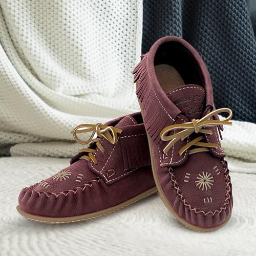 Image of Laurentian Chief Moccasins Women Ankle Boot - Stylish Ankle Boots with Inca Embroidery, Comfortable Insole, Durable Rubber Sole, Made in Canada