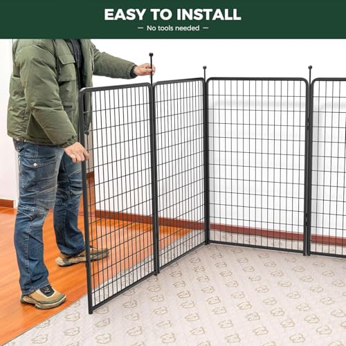 Image of FXW Rollick Unleashed Dog Playpen for Indoor, Yard, RV Camping, 50 inch 16 Panels Dog Pen with Connectors (Pack of 2) for Large Dogs, Black│Patented