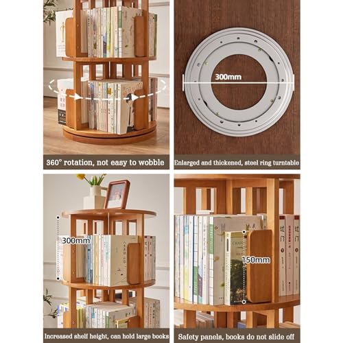 Estantería giratoria de madera maciza multicapa para más de 300 libros 7