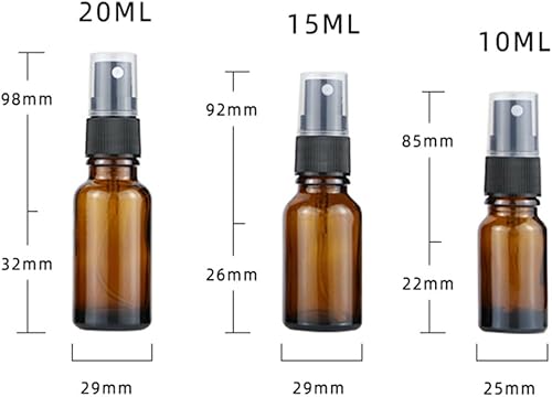 Miniatura 2 de Paquete de 10 botellas de spray de 1 oz (1.0 fl oz), botella de spray de aceite esencial de vidrio ámbar oscuro, contenedor de líquido recargable