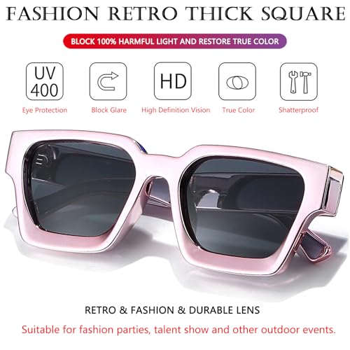 Image of AIEYEZO Square Sunglasses for Women Men Square Thick Frame Sun Glasses Simple Designer Style Shades
