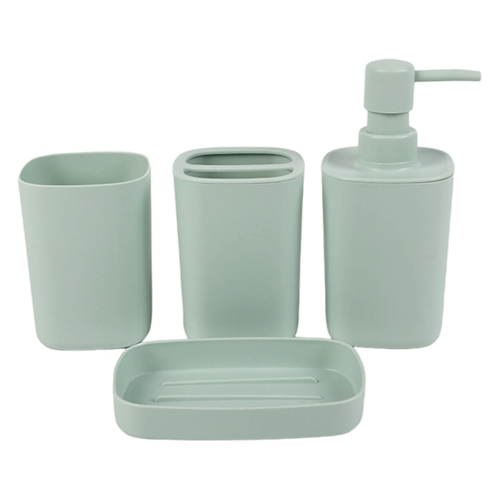 Xjdzineq 4pc Bathroom Press Type Lotion Dispenser Toothbrush Rack Square Cup Space Saving Solution Bathroom Storage Set
