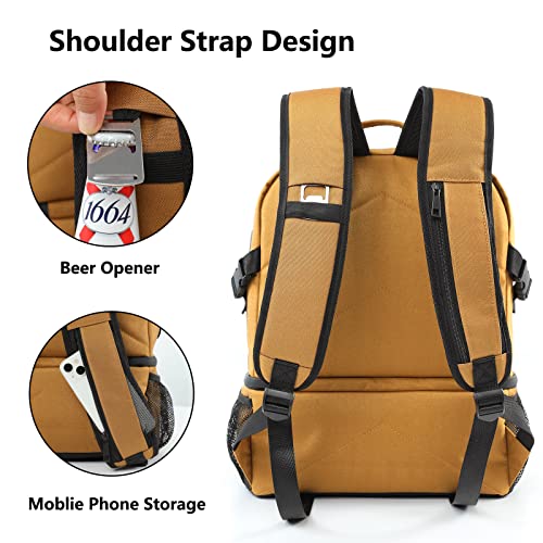 Lunchbox Backpack Cooler Backpack 38 Cans Leakproof Lightweight Lunch Backpack With Usb Double Deck Backpack With Cooler Compartment For Work Beach Picnic Travel Trip Men Women (Brown) #TOP5
