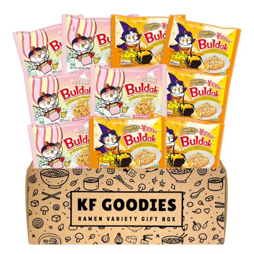 Samyang Buldak Hot Spicy Chicken Ramen Noodle Korean Stir-Fried Ramen, Cream Carbonara & Quattro Cheese Flavor (5 Pack Each)