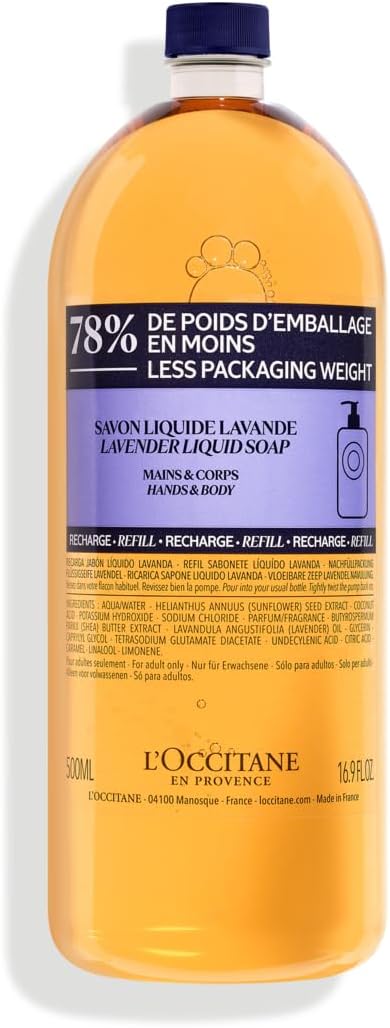 L'OCCITANE Shea Lavender Hands & Body Liquid Soap | Enriched With Shea Butter | Vegan & 98% Readily Biodegradable | Luxury & Clean Beauty Body Care for All Skin Types